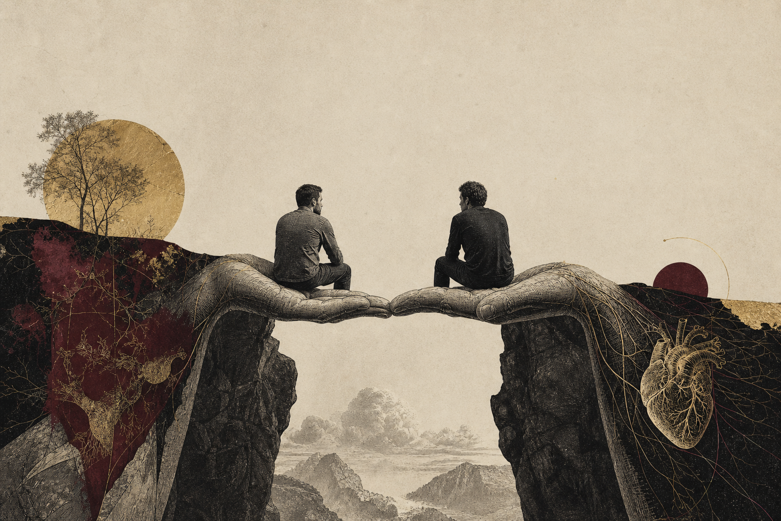 Editorial illustration accompanying The Friendship Men Do Not Have to Earn