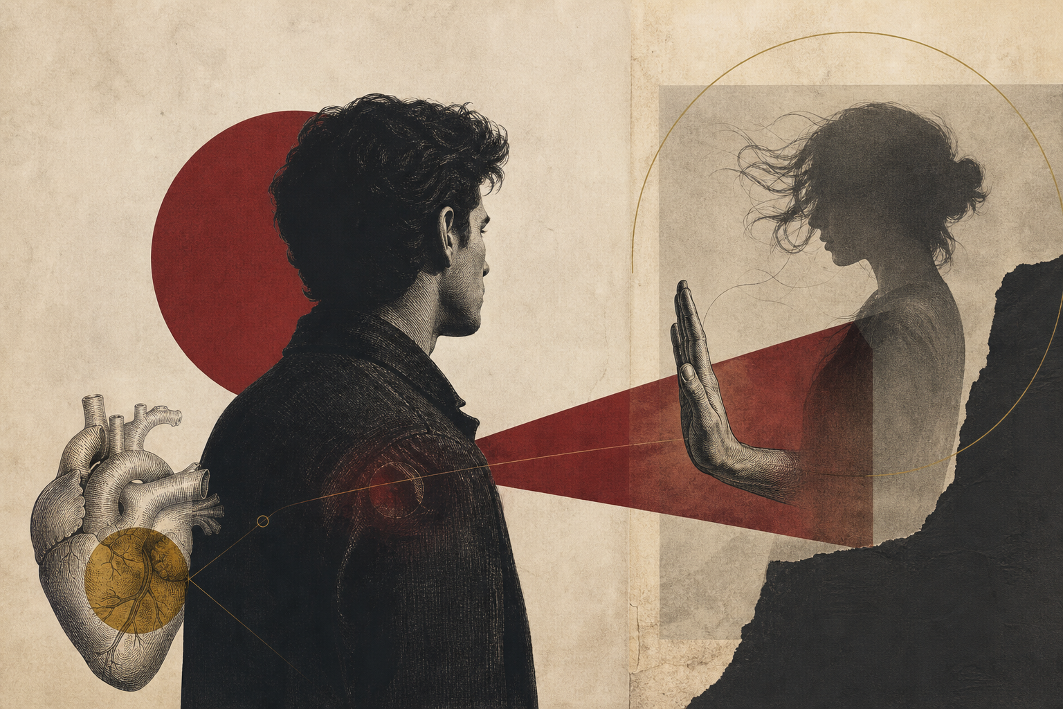 Editorial illustration accompanying The Rejection Verdict: Why Men Mistake Mismatch for Failure